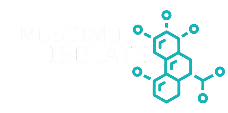 Muscimol Isolate text with molecular structure icon on a transparent background